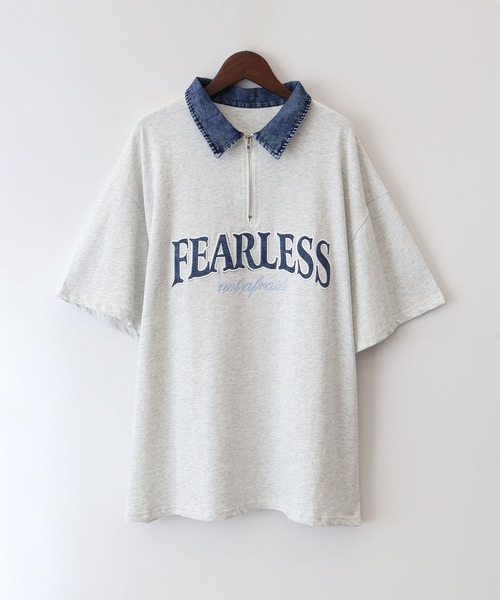 SpRay（スプレイ） tシャツ 半袖 デニム襟ハーフジップトップス