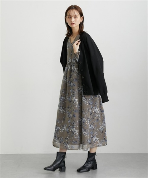 「nissen」 長袖ワンピース L モカ レディース_画像7