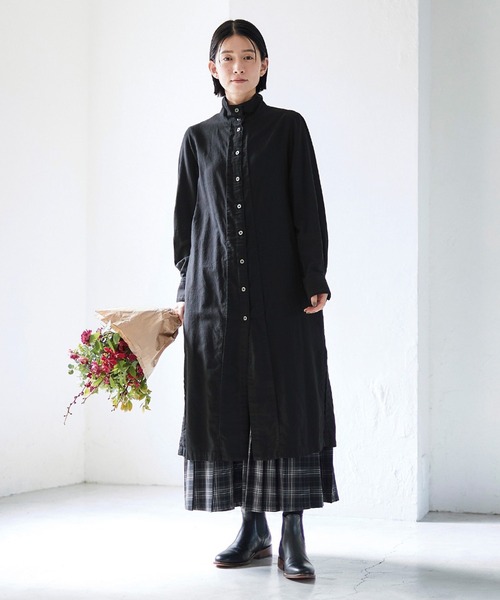 「Sunny clouds」 長袖ワンピース NM ブラック レディース_画像7