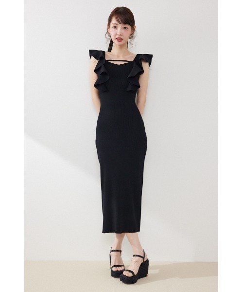 ワンピース 「AKB48 倉野尾成美さん着用」ショルダーフリルタイトニットワンピース　春服 夏服の画像