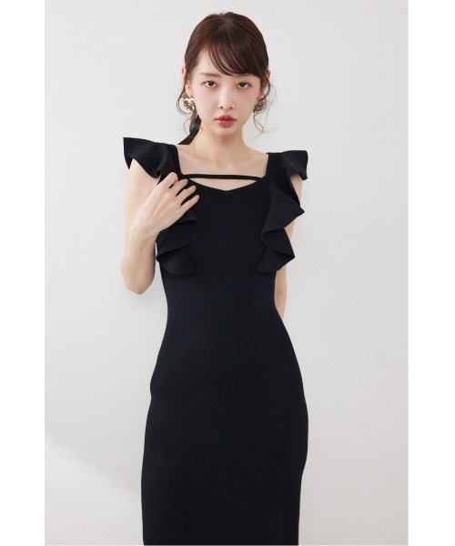 ワンピース 「AKB48 倉野尾成美さん着用」ショルダーフリルタイトニットワンピース　春服 夏服の画像