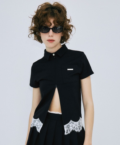 トレーナー スウェット CUTSEW LACE ZIPUP/カットソーレースジップアップ レディースの画像