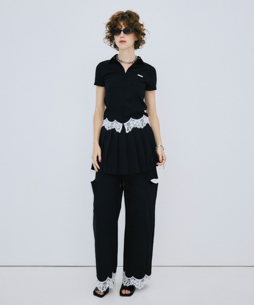 トレーナー スウェット CUTSEW LACE ZIPUP/カットソーレースジップアップ レディースの画像
