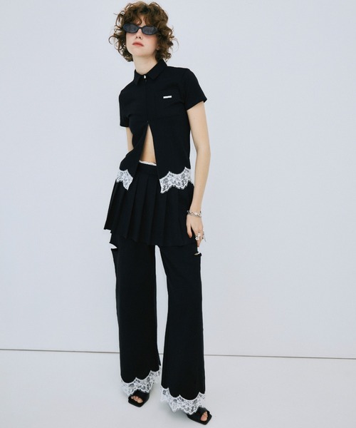 トレーナー スウェット CUTSEW LACE ZIPUP/カットソーレースジップアップ レディースの画像