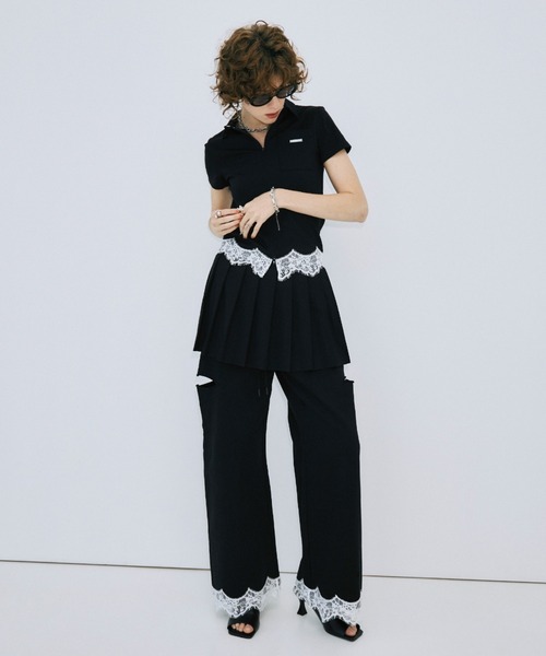 トレーナー スウェット CUTSEW LACE ZIPUP/カットソーレースジップアップ レディースの画像