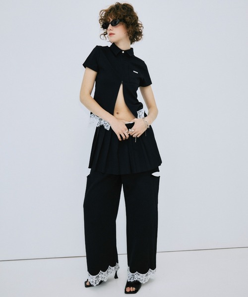 トレーナー スウェット CUTSEW LACE ZIPUP/カットソーレースジップアップ レディースの画像