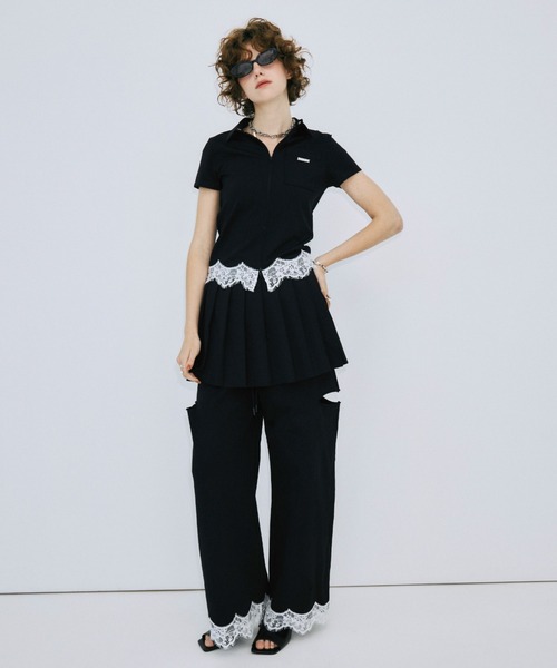トレーナー スウェット CUTSEW LACE ZIPUP/カットソーレースジップアップ レディースの画像