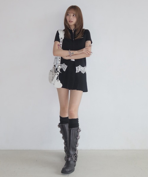 トレーナー スウェット CUTSEW LACE ZIPUP/カットソーレースジップアップ レディースの画像