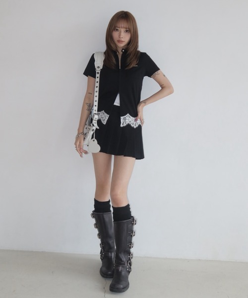 トレーナー スウェット CUTSEW LACE ZIPUP/カットソーレースジップアップ レディースの画像