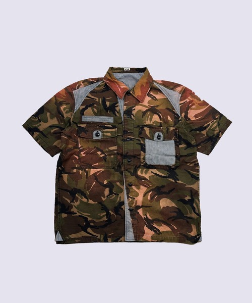 tシャツ 「KHOKI」Patchworked Camo Shirt メンズの画像