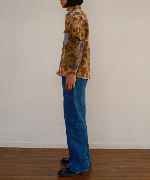 tシャツ 「KHOKI」Patchworked Camo Shirt メンズの画像
