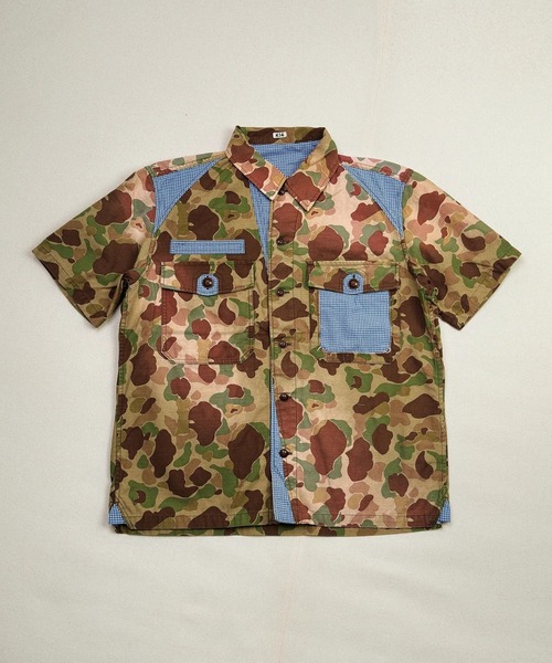 tシャツ 「KHOKI」Patchworked Camo Shirt メンズの画像