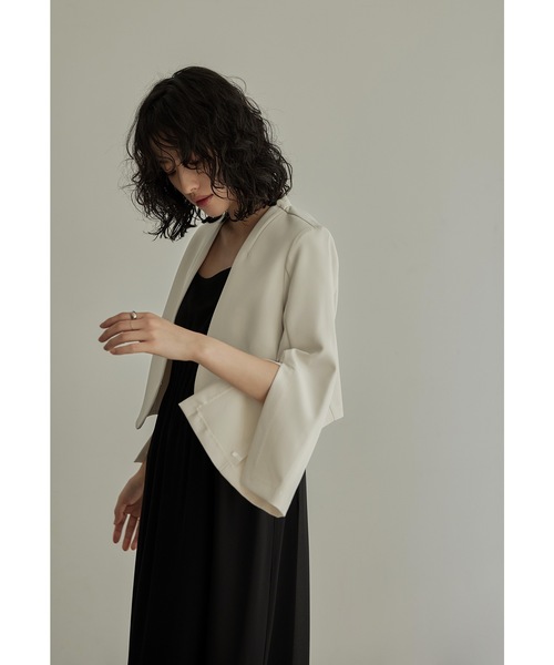 「niana」 ノーカラージャケット 9号 アイボリー レディース_画像7
