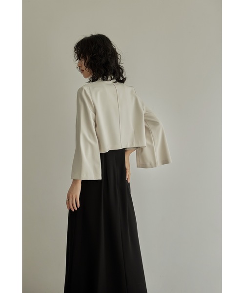 「niana」 ノーカラージャケット 9号 アイボリー レディース_画像8