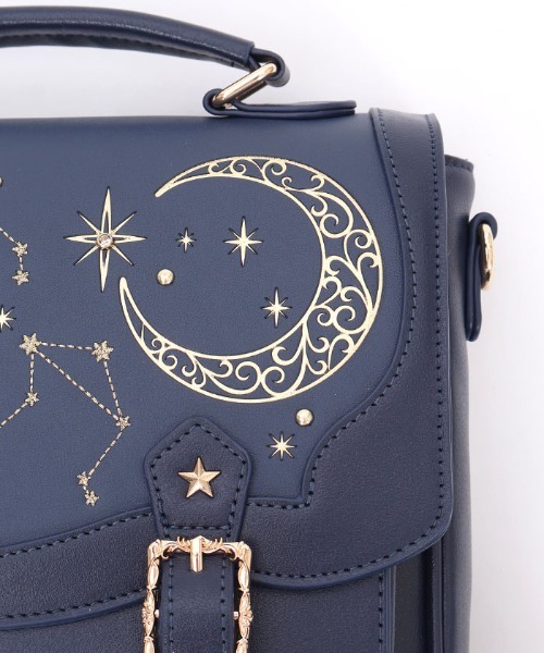 axes femme 月星箔押しフラップサッチェル 3way 紺 axes femme（アクシーズ ファム） ショルダーバッグ バッグ 月星箔押し