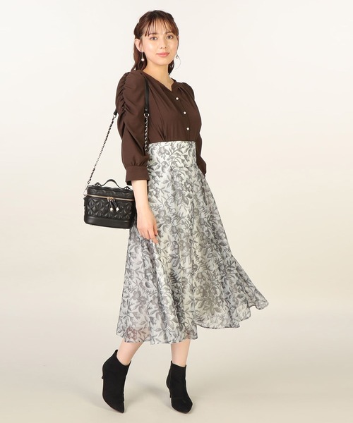 「LAISSE PASSE」 フレアスカート MEDIUM グレー レディース_画像9