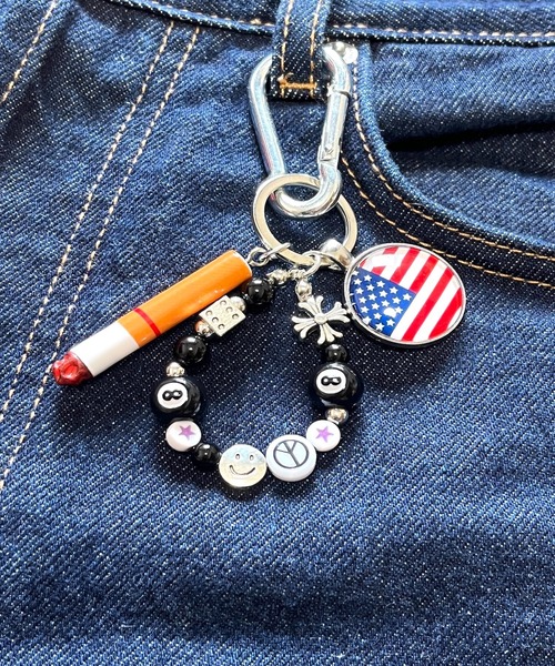 1004ST キーホルダー カラビナ キーホルダー キーリング 8ボール