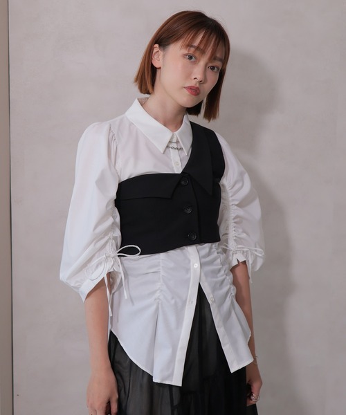 ブラウス シャツ ドロストシャーリングシャツ レディース
