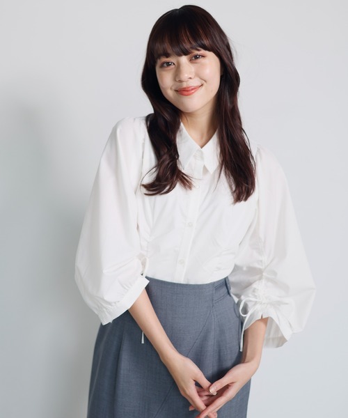 ブラウス シャツ ドロストシャーリングシャツ レディース LADYMADE ブラウス シャツ ドロストシャーリングシャツ