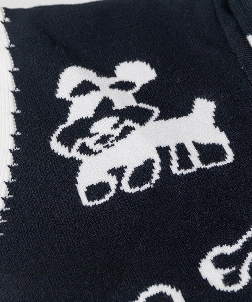 【極美品】マスターバニー メンズカーディガン ウールチェック 4 ロゴ刺繍 カーディガン HOOK -original- 2WAYリバーシブルワンちゃんニット