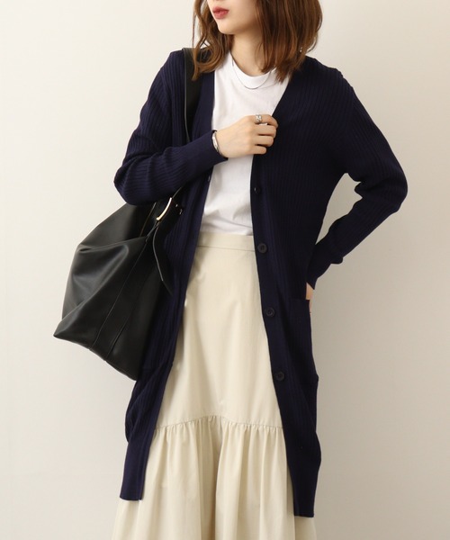 atONE カーディガン コットンニットロングカーディガン