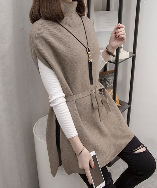 miniministore ニット ノースリーブ ニットチュニック 韓国風 