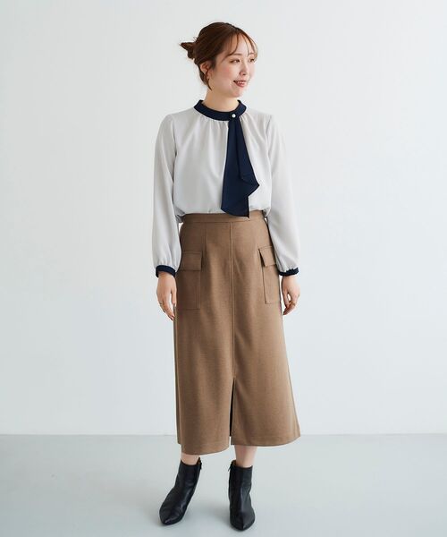 le.coeur blanc / ルクールブラン ジョーゼットサイドスカーフタイブラウス ジョーゼットサイドスカーフタイブラウス/le.coeur blanc