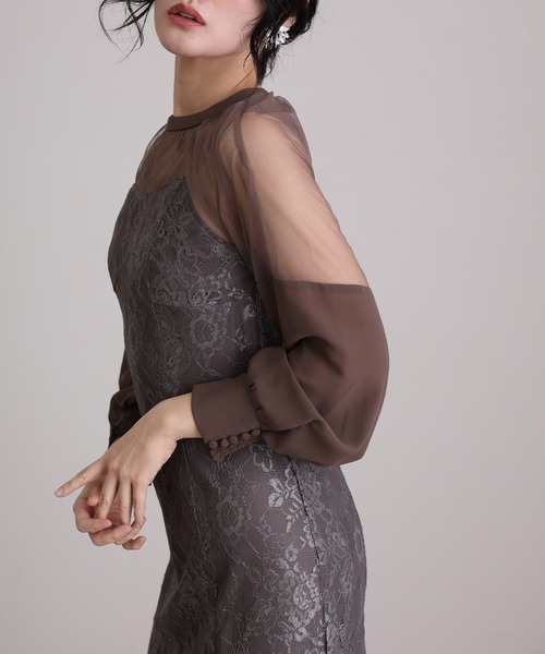 atlo（アトロ） ドレス ハートカット パーティードレス お呼ばれ袖あり