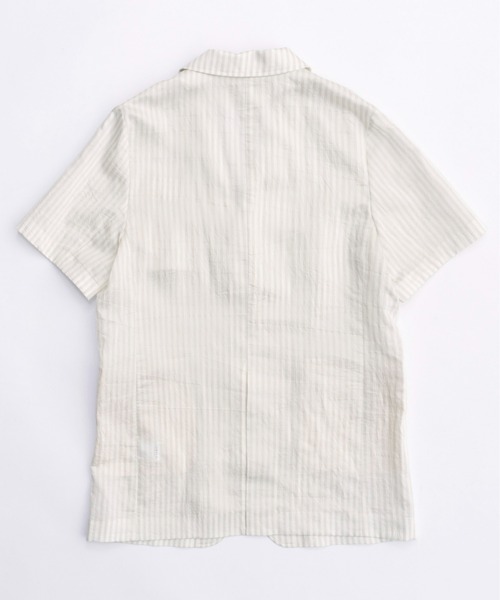 MAISON SPECIAL シースルー　ハーフジャケット　ホワイト　ストライプ MAISON SPECIAL ジャケット テーラードジャケット Silky Stripe
