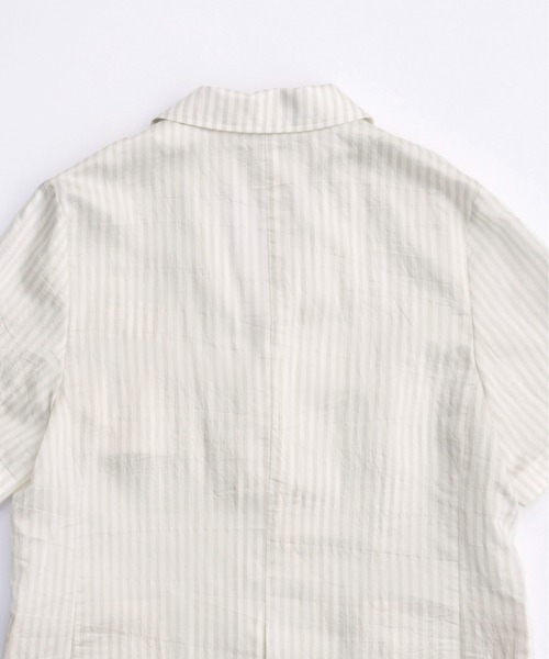 MAISON SPECIAL シースルー　ハーフジャケット　ホワイト　ストライプ MAISON SPECIAL ジャケット テーラードジャケット Silky Stripe