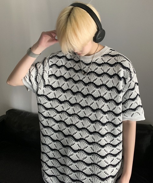NEOS（KOKUYO） セーター ニット 「FVLMEN」wave border mesh
