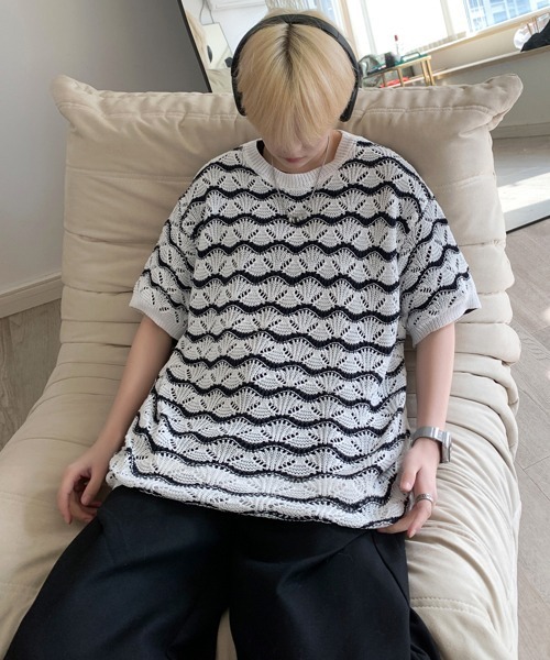 ⭐️グレー⭐️ブリーフィング サマーニット NEOS（KOKUYO） セーター ニット 「FVLMEN」wave border mesh