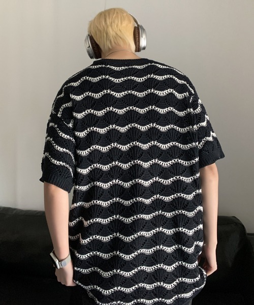 NEOS（KOKUYO） セーター ニット 「FVLMEN」wave border mesh