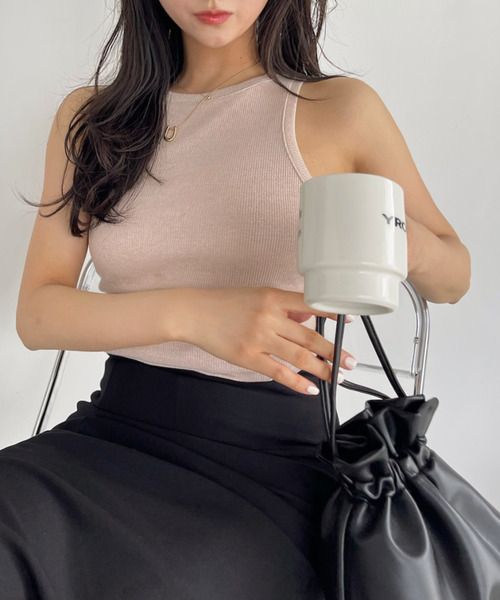 タンクトップ ノースリーブ ベアテレコカップ付きアメスリタンク レディース ANME タンクトップ ノースリーブ テレコリブカップ付きアメスリ