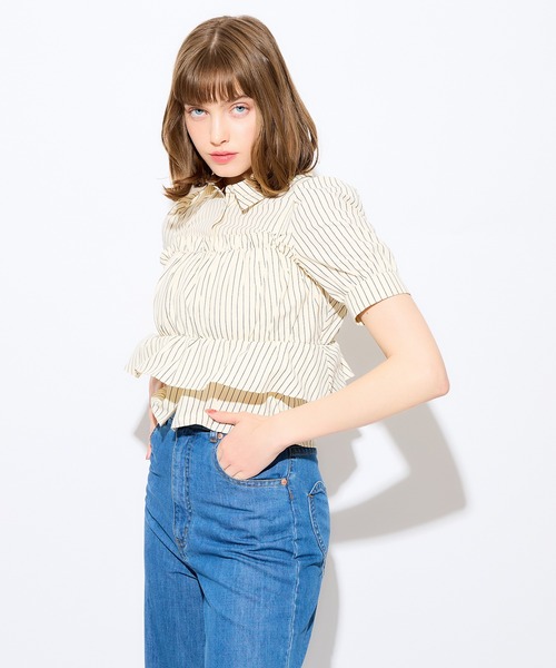 ブラウス シャツ フリルビスチェセットブラウス レディース