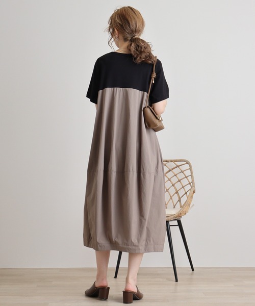エグランティーヌ EGLANTINE 切り替えコクーンカットソー （グレー） エグランティーヌ EGLANTINE 切り替えコクーンカットソー