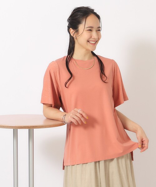 tシャツ 「洗える」レース Tシャツ レディース SHOO・LA・RUE tシャツ 「洗える」お袖レースTシャツ レディース