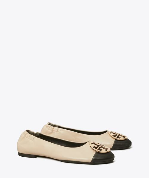 【大人気モデル】トリーバーチ　24.5 フラットシューズ　クレアバレエ　 レザー TORY BURCH バレエシューズ パンプス クレア キャップトゥ