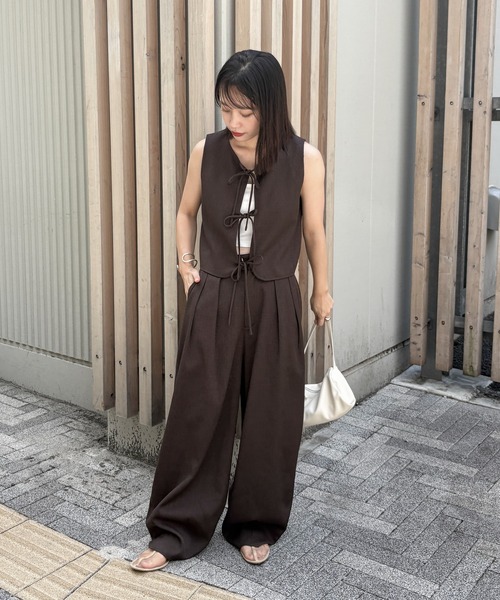 feepur ベスト ジレ 「セットアップ可」サマーツイードリボン