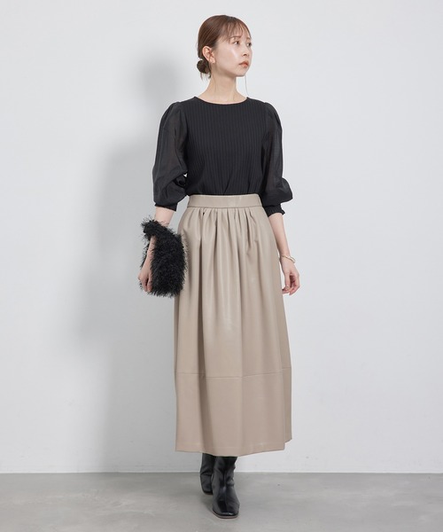 ロペピクニック（ROPE’ PICNIC）/【emur/エミュール】シンセティックレザーコクーンスカート ROPE' PICNIC（ロペ ピクニック） スカート 「emur/エミュール