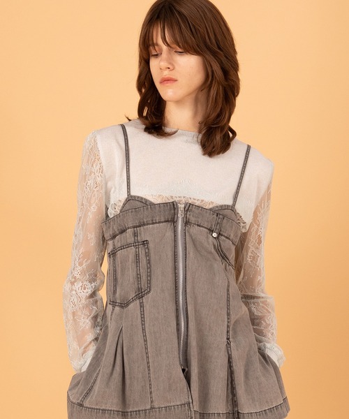 AULA AULA 　レースカーディガン　羽織 BACK PLEATS CARDIGAN BLOUSON — aulaaila