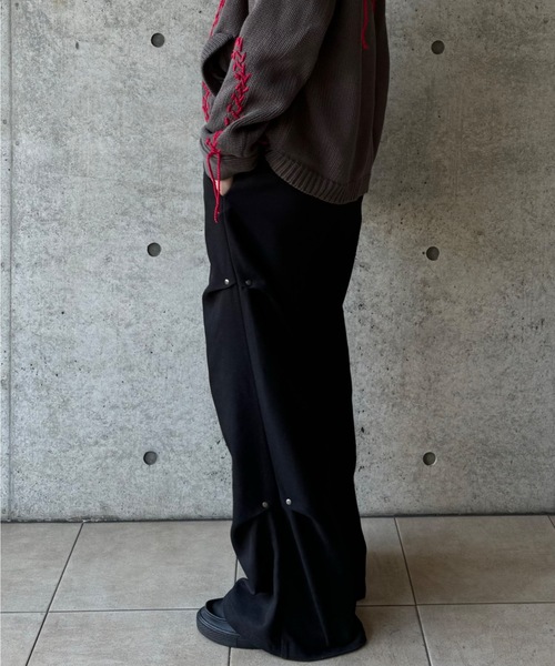 スラックス パンツ wool like rivet tack slacks レディース