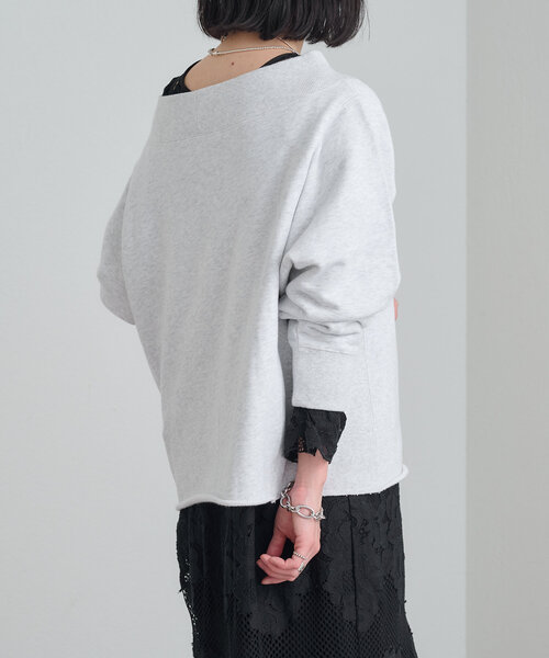 Omekashi オフショルスウェット　黒 Omekashi tシャツ 別注ロゴオフショルスウェット レディース