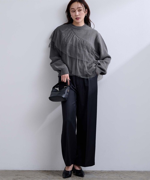 ur's（ユアーズ） ニット セーター アルパカチュール肩フリルニット