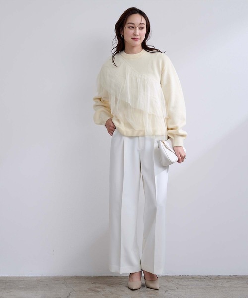 ur's（ユアーズ） ニット セーター アルパカチュール肩フリルニット