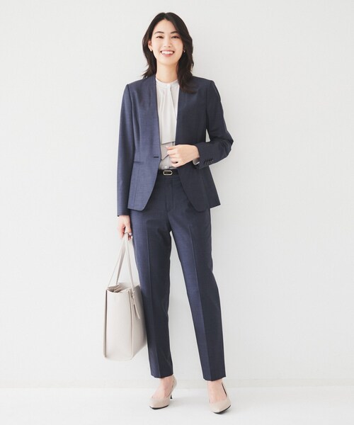 UNTITLEDノーカラージャケット パンツ スーツ 大きいサイズ42　手洗い UNTITLEDノーカラージャケット パンツ スーツ 大きいサイズ42 手洗い