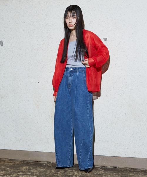 NOMINE カーディガン ジャガード シアー ニットカーディガン