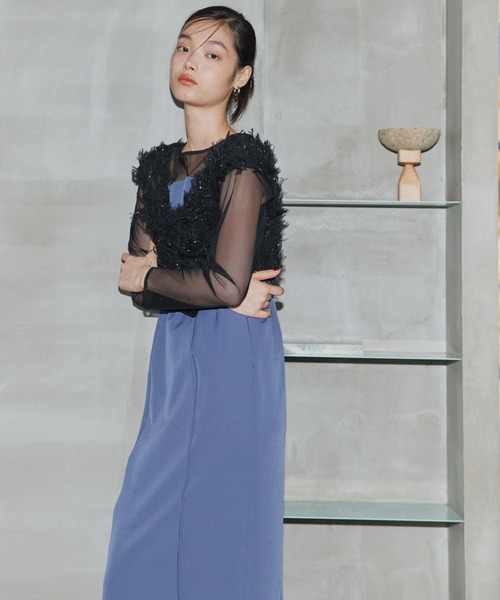 【美品】ANDRESD/アンドレスド　フリンジグリッターベストセットドレス ANDRESD ドレス 「2点セットアイテム」フリンジグリッターセットドレス