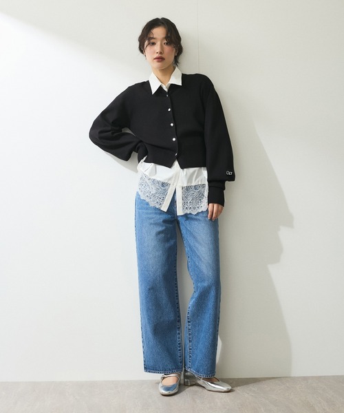 アダムエロペ【サステナブル】クルーネックショートカーディガン ADAM ET ROPE'｜【サステナブル】クールタッチロングスリーブ
