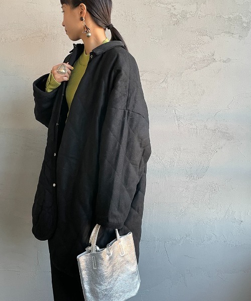 mizuiroind ミズイロインド キルティング裏ボアコート　黒　ブラック mizuiroind（ミズイロインド） コート F ブラック レディース